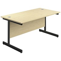 Jemini Rectangular Single Upright Cantilever Desk 1800x800x730mm Maple/Black