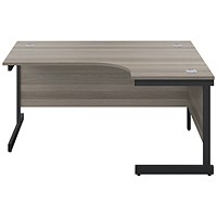 Jemini 1600mm Corner Desk, Right Hand, Black Single Upright Cantilever Legs, Grey Oak Jemini 1600mm Corner Desk, Right Hand, Black Single Upright Cantilever Legs, Grey Oak