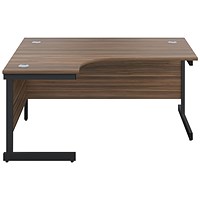 Jemini 1800mm Corner Desk, Left Hand, Black Single Upright Cantilever Legs, Walnut