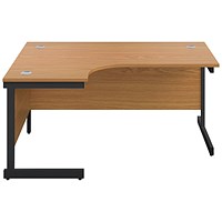 Jemini 1800mm Corner Desk, Left Hand, Black Single Upright Cantilever Legs, Oak