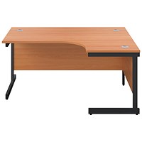 Jemini 1800mm Corner Desk, Right Hand, Black Single Upright Cantilever Legs, Beech