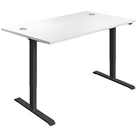 Jemini Sit-Stand Desk, Black Leg, 1200mm, White