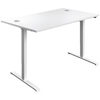 Jemini Sit-Stand Desk, White Leg, 1200mm, White