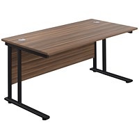 Jemini 1600mm Rectangular Desk, Black Double Upright Cantilever Legs, Walnut Jemini 1600mm Rectangular Desk, Black Double Upright Cantilever Legs, Walnut
