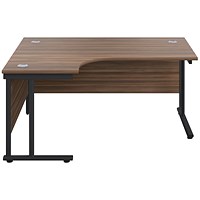 Jemini 1600mm Corner Desk, Left Hand, Black Double Upright Cantilever Legs, Walnut