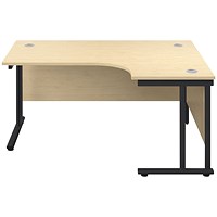 Jemini 1600mm Corner Desk, Right Hand, Black Double Upright Cantilever Legs, Maple