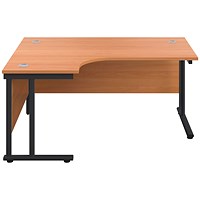 Jemini 1800mm Corner Desk, Left Hand, Black Double Upright Cantilever Legs, Beech