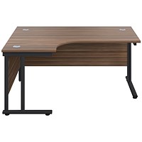 Jemini 1800mm Corner Desk, Left Hand, Black Double Upright Cantilever Legs, Walnut