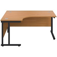 Jemini 1800mm Corner Desk, Left Hand, Black Double Upright Cantilever Legs, Oak