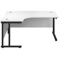 Jemini 1800mm Corner Desk, Left Hand, Black Double Upright Cantilever Legs, White