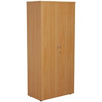 First Tall Wooden Storage Cupboard, 4 Shelves, 1800mm High, Beech