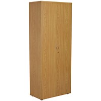 First Extra Tall Wooden Cupboard, 4 Shelves, 2000mm High, Oak