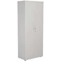 First Extra Tall Wooden Cupboard, 4 Shelves, 2000mm High, White