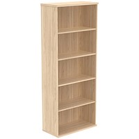 Polaris Extra Tall Bookcase, 4 Shelves, 1980mm High, Oak