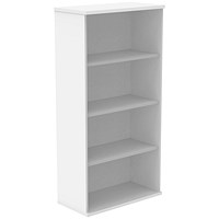 Polaris Tall Bookcase, 3 Shelves, 1592mm High, White
