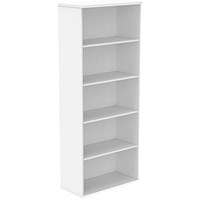 Polaris Extra Tall Bookcase, 4 Shelves, 1980mm High, White