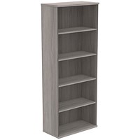 Polaris Extra Tall Bookcase, 4 Shelves, 1980mm High, Grey Oak