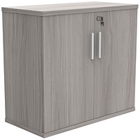 Polaris Desk High Cupboard, 1 Shelf, 730mm High, Grey Oak