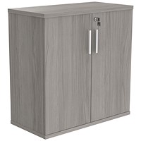 Polaris Low Cupboard, 1 Shelf, 816mm High, Grey Oak