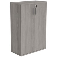 Polaris Medium Cupboard, 2 Shelves, 1204mm High, Grey Oak