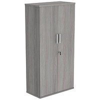 Polaris Tall Cupboard, 3 Shelves, 1592mm High, Grey Oak