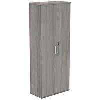 Polaris Extra Tall Cupboard, 4 Shelves, 1980mm High, Grey Oak