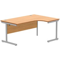 Polaris 1600mm Corner Desk, Right Hand, Silver Cantilever Legs, Beech