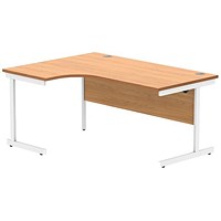 Polaris 1600mm Corner Desk, Left Hand, White Cantilever Leg, Beech