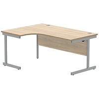 Polaris 1600mm Corner Desk, Left Hand, Silver Cantilever Leg, Oak