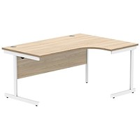 Polaris 1600mm Corner Desk, Right Hand, White Cantilever Legs, Oak