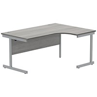 Polaris 1600mm Corner Desk, Right Hand, Silver Cantilever Legs, Grey Oak