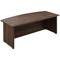 Avior Bow Fronted 2000mm Executive Desk, Dark Walnut