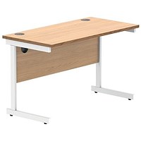 Polaris 1200mm Slim Rectangular Desk, White Cantilever Leg, Beech