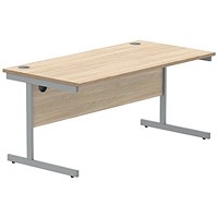 Polaris 1600mm Rectangular Desk, Silver Cantilever Leg, Oak