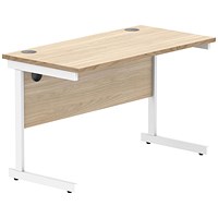 Polaris 1200mm Slim Rectangular Desk, White Cantilever Leg, Oak