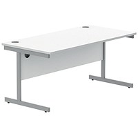 Polaris 1600mm Rectangular Desk, Silver Cantilever Leg, White Polaris 1600mm Rectangular Desk, Silver Cantilever Leg, White