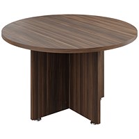 Avior Executive Circular Meeting Table, 1200mm Wide, Dark Walnut