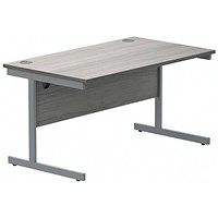 Polaris 1400mm Rectangular Desk, Silver Cantilever Leg, Grey Oak