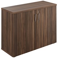 Avior Executive Low Wooden Cupboard, 2 Shelves, 800mm High, Walnut