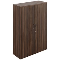 Avior Executive Medium Wooden Cupboard, 2 Shelves, 1560mm High, Walnut
