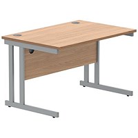 Polaris 1200mm Rectangular Desk, Silver Cantilever Leg, Beech