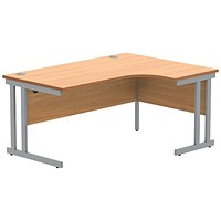 Polaris 1600mm Corner Desk, Right Hand, Silver Cantilever Legs, Beech