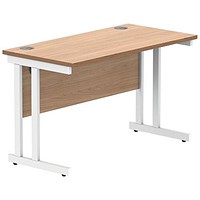 Polaris 1200mm Slim Rectangular Desk, White Cantilever Leg, Beech