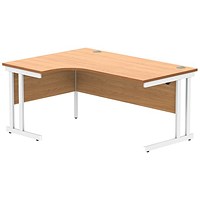 Polaris 1600mm Corner Desk, Left Hand, White Cantilever Leg, Beech