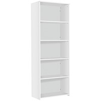 Serrion Premium Extra Tall Bookcase, 4 Shelves, 2000mm High, White