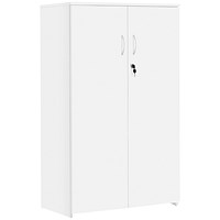 Serrion Premium Medium Wooden Cupboard, 2 Shelves, 1200mm High, White