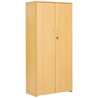 Serrion Premium Tall Wooden Cupboard, 2 Shelves, 1600mm High, White