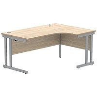 Polaris 1600mm Corner Desk, Right Hand, Silver Cantilever Legs, Oak