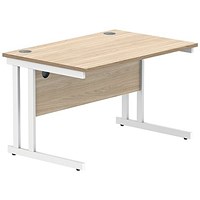 Polaris 1200mm Rectangular Desk, White Cantilever Leg, Oak