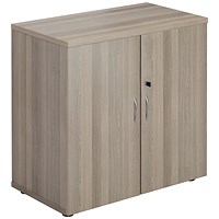 Jemini Low Wooden Cupboard, 1 Shelf, 800mm High, Grey Oak